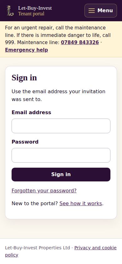 The sign-in page